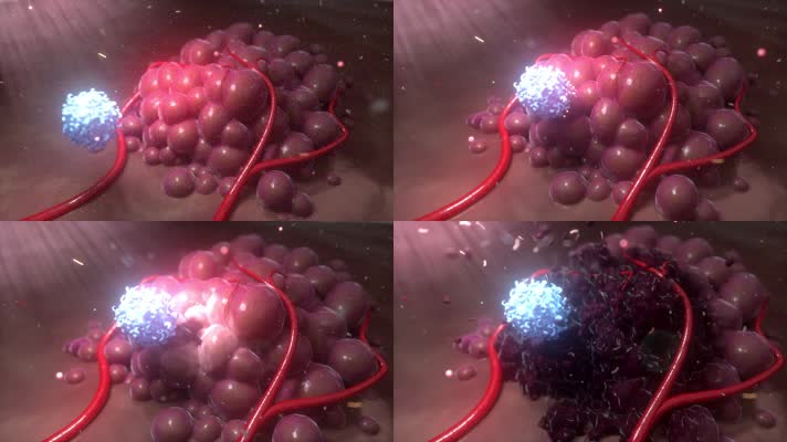 3D癌细胞病毒传染素材