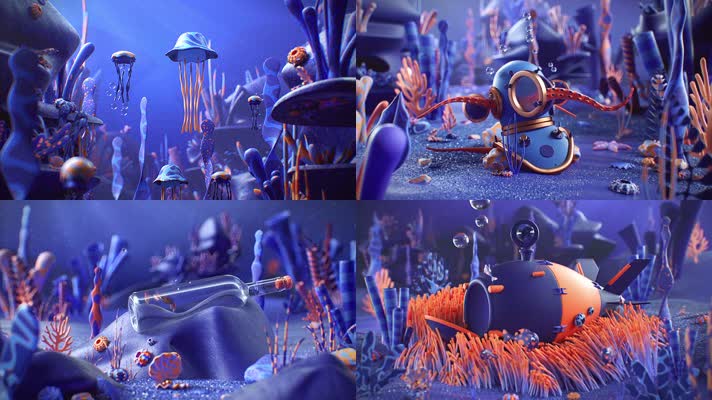 3D卡通海洋动物世界动画素材
