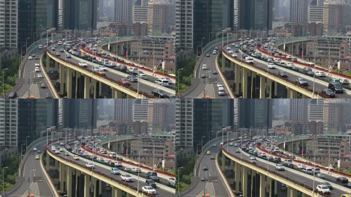 上海拥堵的城市交通实拍