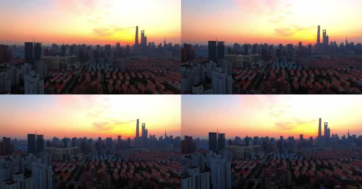上海日出清晨航拍