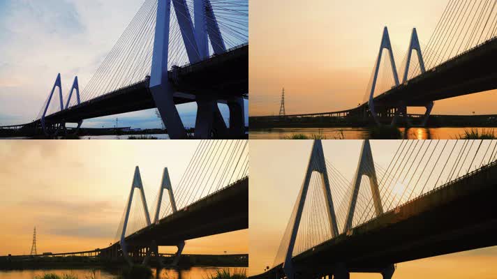 延时晨曦中的江桥