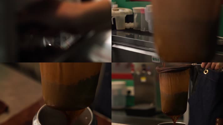 港式茶餐厅的丝袜奶茶制作过程