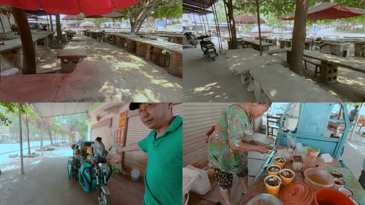 新冠疫情影响空旷的中缅边境集市小吃摊