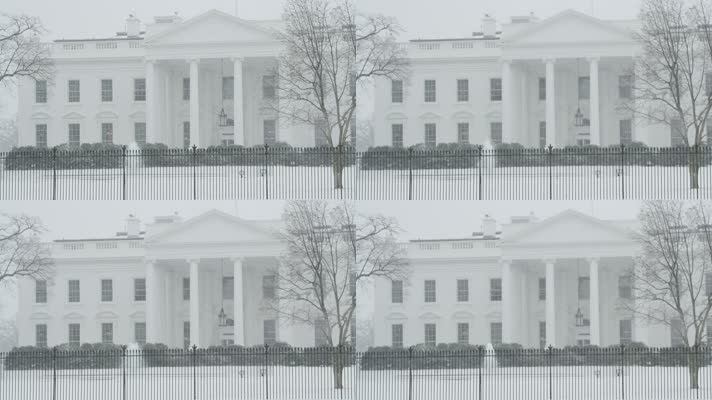 【4K】超清暴风雪中的白宫