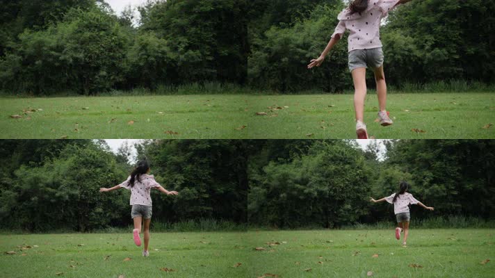 【ProRes】小女孩张开双手在草地上奔跑
