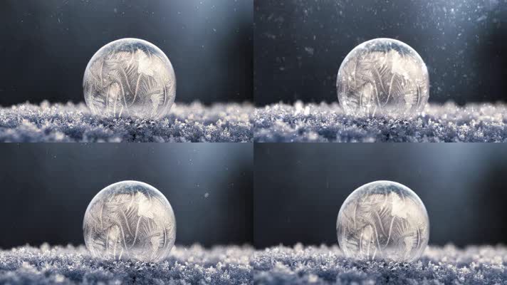 水晶球雪花飘背景视频