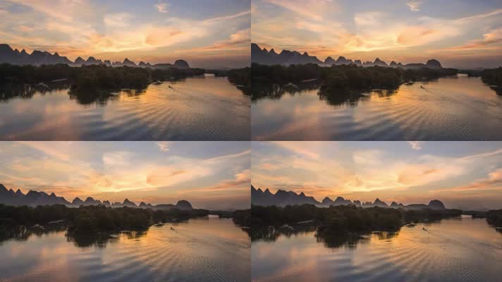 朝阳下的江河美景