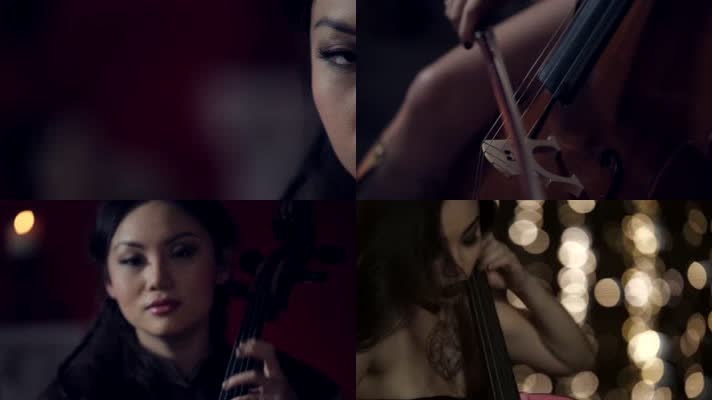 美女拉大提琴，野性狂野激情