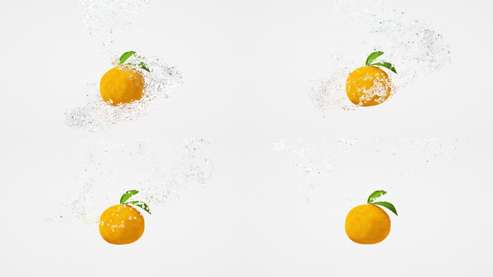 橘子落入水中水花四溅液体橙子橙汁美食蔬果