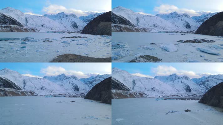 航拍西藏昌都冰雪覆盖的来古冰川