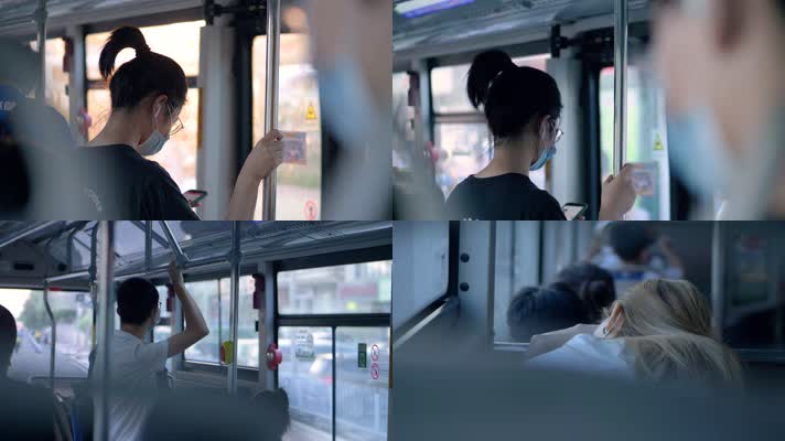 广州乘坐公交车的人们带原声4k
