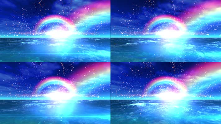 唯美大海彩虹粒子素材