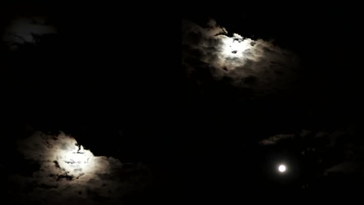 深夜月亮在云里穿梭