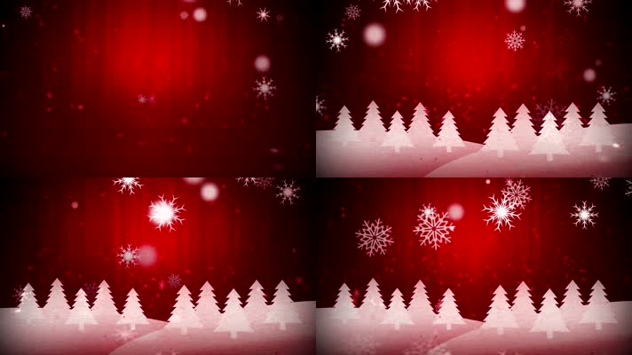 圣诞节红色背景下雪动画