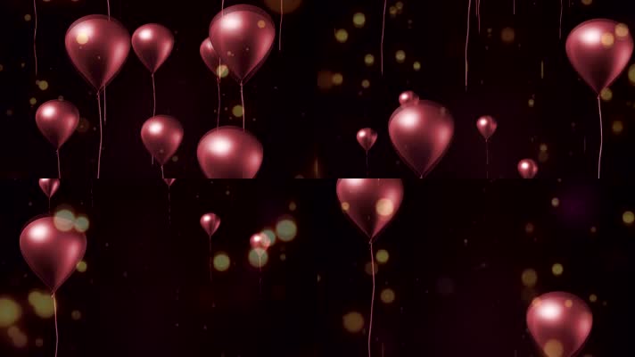 唯美浪漫光斑红气球上升舞台视频背景