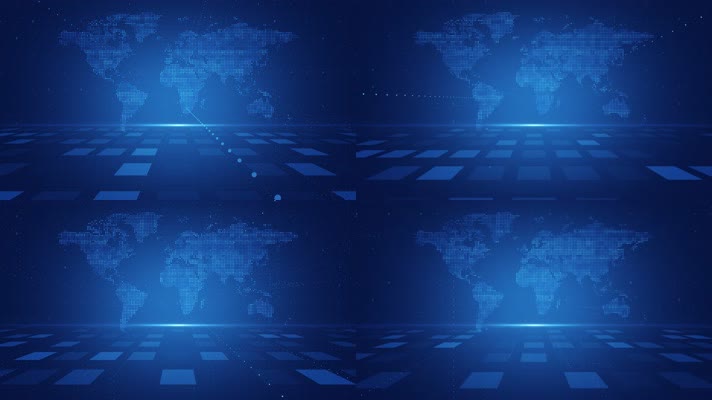 【4K】蓝色科技地图空间商务背景1-无缝