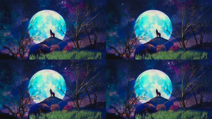 野狼动画，圆月月光，音乐背景