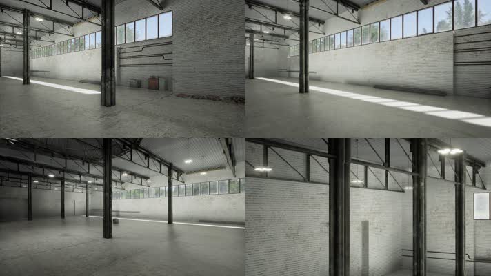 三维动画复古工厂工业车间创意空间