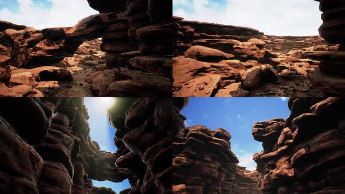 三维动画峡谷荒漠石壁洞穴