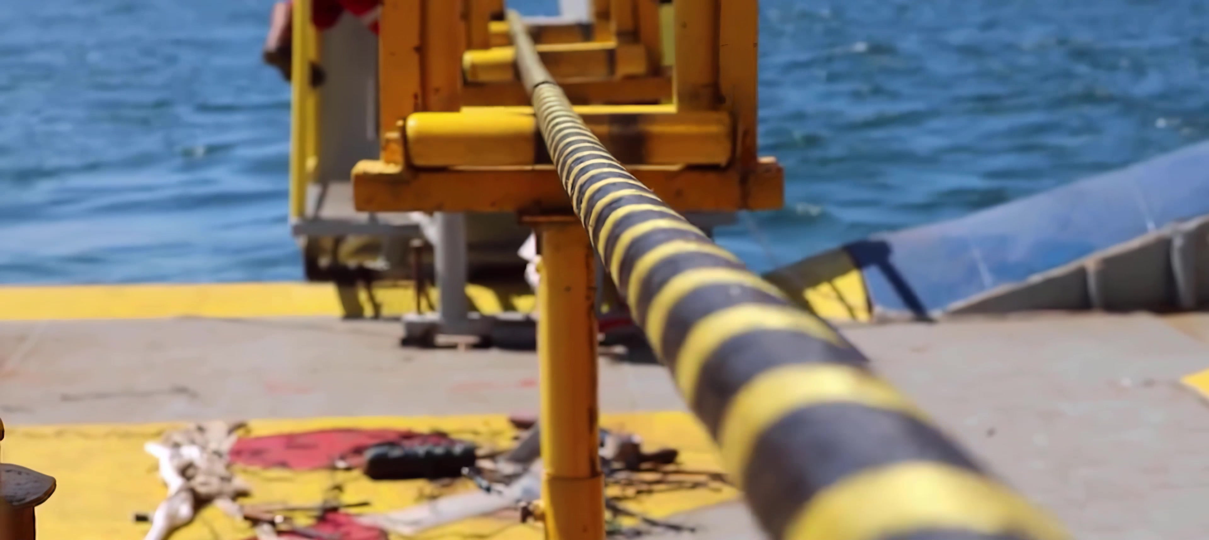 海底光缆海底电缆工程船视频素材