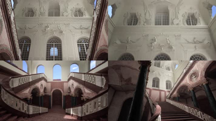 三维动画欧式城堡宫殿楼梯雕塑