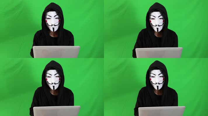 网络黑客入侵绿幕抠图素材