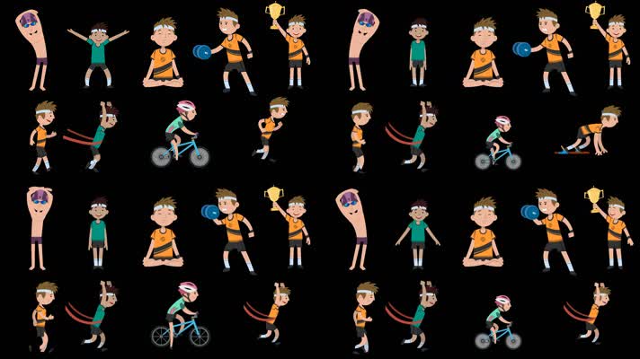 MG动画人物运动员竞技项目奥运会骑车跳水冠