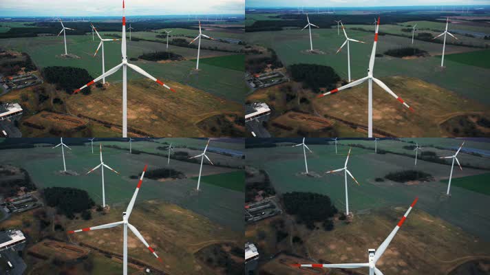 风车涡轮机转动风能风力发电