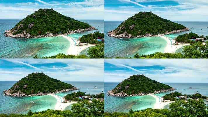 在泰国南园岛热带海域美丽的白色沙滩上的超
