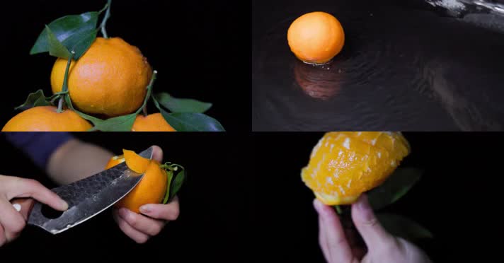 冲洗新鲜橙子柑橘桔子创意碰撞合集诱人4K