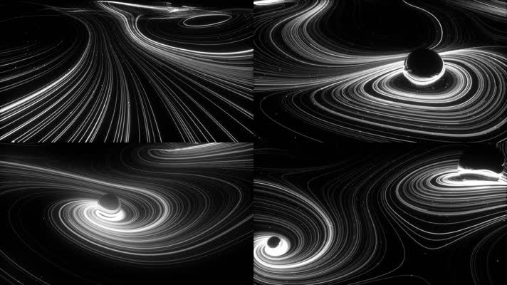抽象深邃线条粒子流动空灵旋涡意象视频素材