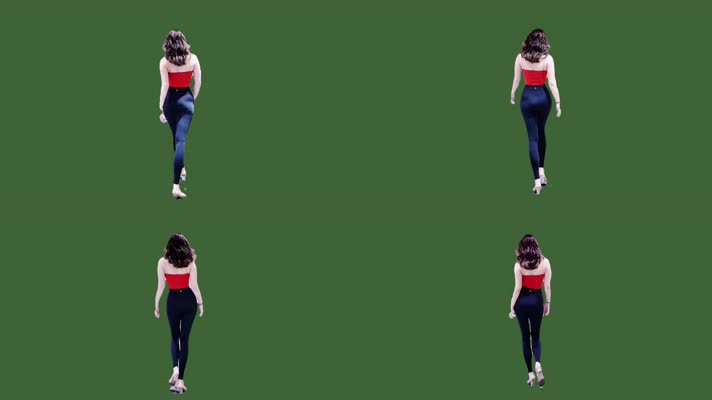 4k时尚女生背影绿幕透明通道抠像视频