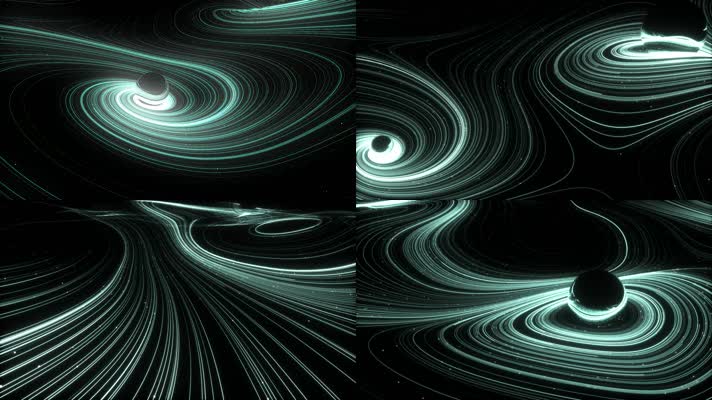 抽象深邃线条粒子流动空灵旋涡意象视频素材