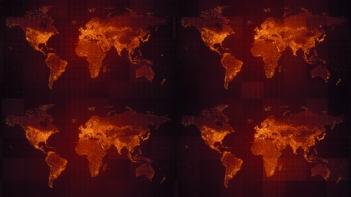 科技全球红色世界地图