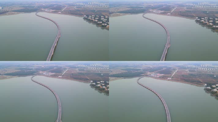 上海淀山湖上的长堤拱桥