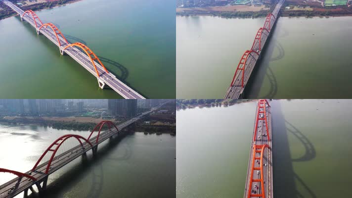 航拍长沙垮湘江福元路大桥1