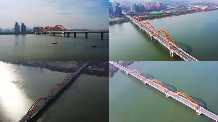 航拍长沙垮湘江福元路大桥3