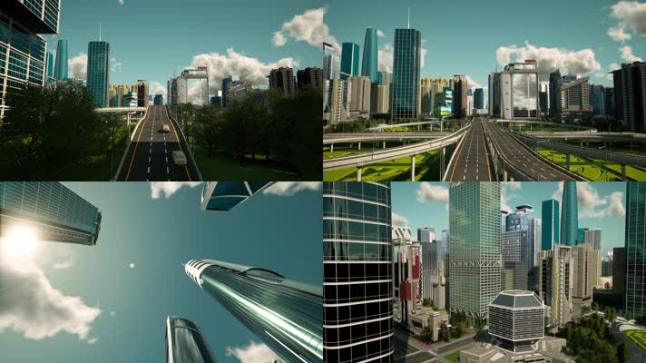 三维动画现代都市城市高楼大厦景观
