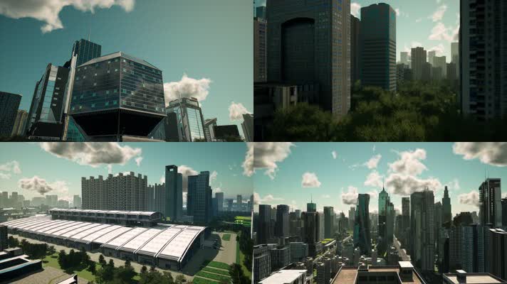 三维动画现代都市城市高楼大厦景观