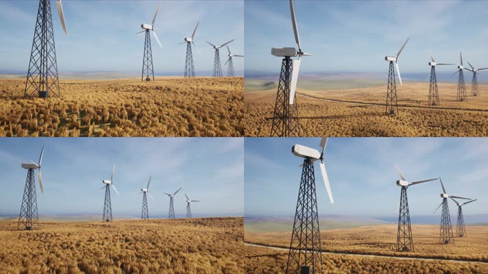 三维动画新能源风力发电车
