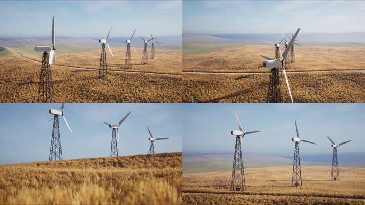 三维动画新能源风力发电车 