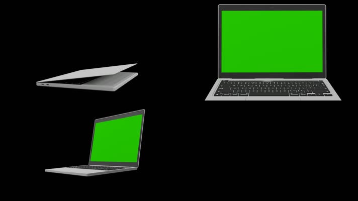 带通道绿屏笔记本电脑视频素材