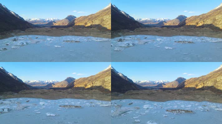 航拍西藏冰雪覆盖的来古冰川