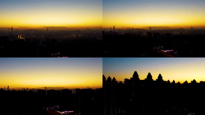日落后的城市街景