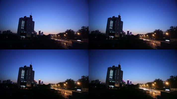 中国国际广播电台办公大楼延时夜景