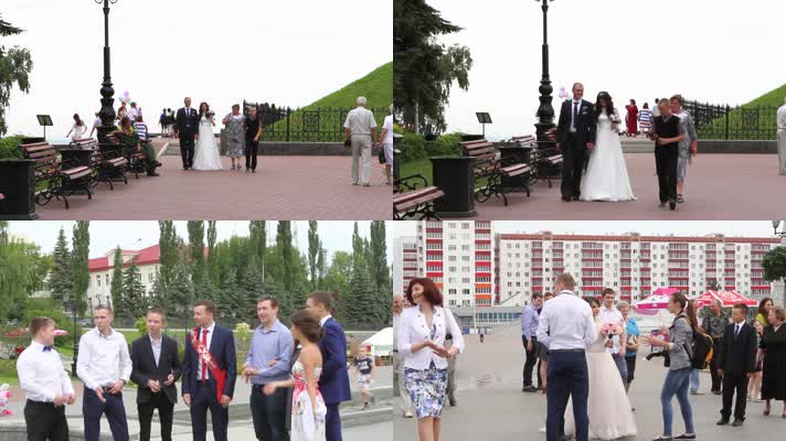 俄罗斯街头的婚礼新人