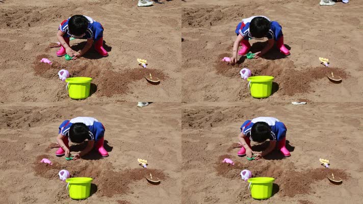 孩子玩沙子