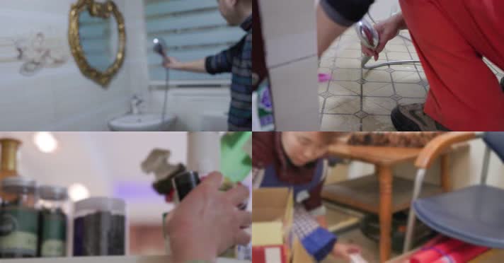 幸福家庭清洁卫生大扫除过年家务 4k实拍