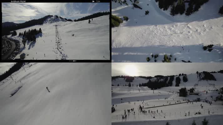 航拍滑雪场雪景全景
