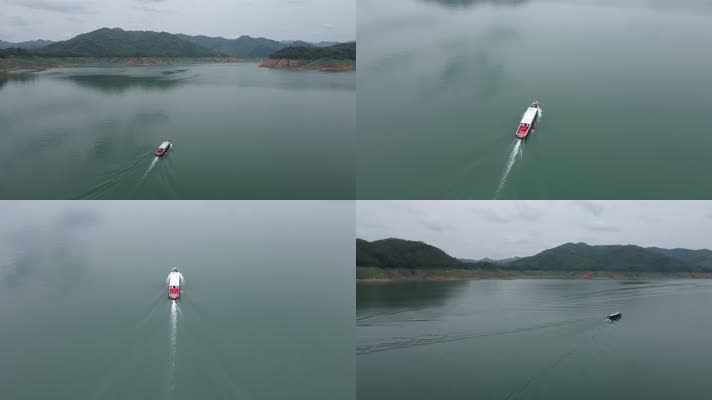 万峰湖湖上游艇航拍
